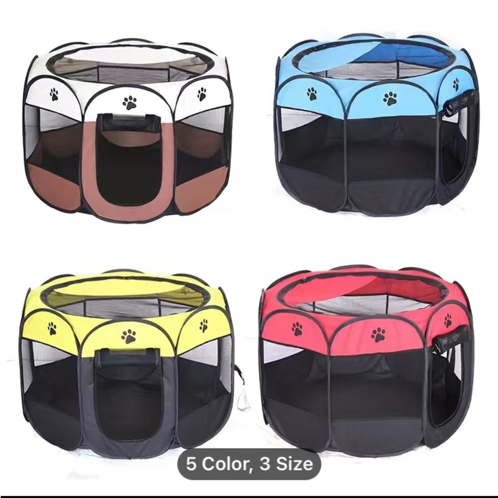 Dog Playpen Foldable & Portable Indoor/Outdoor Activities Removable Zipper Top M